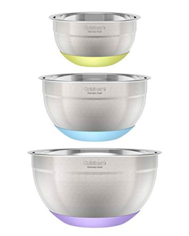 Cuisinart 3-Piece Stainless Steel Mixing Bowls with Nonslip Base, 1.5qt, 3qt & 5qt