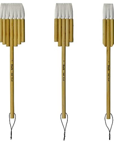 Biaelk Professional Watercolor Brushes Set,Hake Brushes Set,2660Flat Synthetic Goat Mixed Hair Artist Art Supplies,3PCS of #1#3#5,Carbonized Bamboo Handle for Watercolor Paint