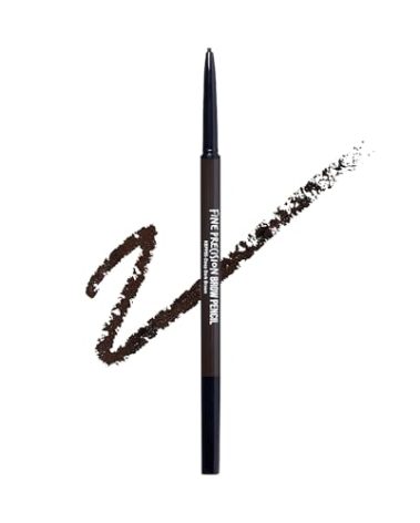 Kiss New York Professional Brow Pencil with Spoolie Brush, Ultra-Fine Precision Point Eyebrow Pencil, Dual-Sided Precise, Slim Definer, Fills Brows, Long-Lasting (Deep Dark Brown)