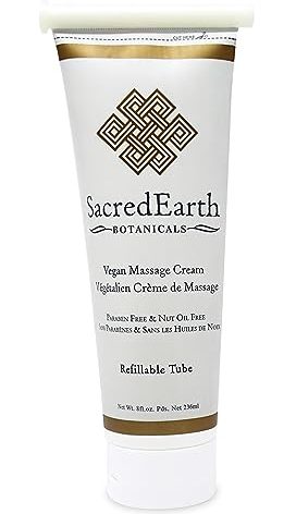 Vegan Massage Cream (8oz Tube) - Unscented, Water Dispersible, Nut Oil Free, Gluten Free and Contains Only Certified Organic Oils and Extracts.