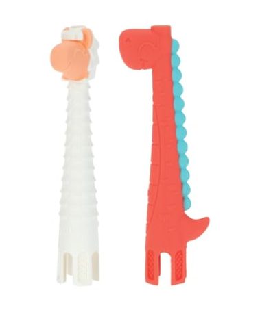 Nuby Tube Teether - (2-Pack) Baby Teething Toy - 3+ Months - Llama and Dinosaur