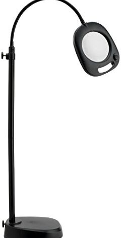 Daylight Company LED Floor Lamp and Table Lamp, Standing Lamp for Living Room, Bedroom, Salon, Office, Touch Control, Flexible Arm, Sleek Design, Multipurpose, Magnifier Lamp, Black