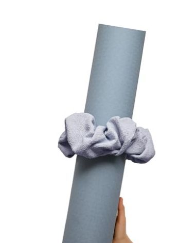 Yoga Mat Scrunchie - Holds Your Yoga Mat in Style - Soft & Luxurious Fabric - Fits All Standard Yoga Mats Light Blue