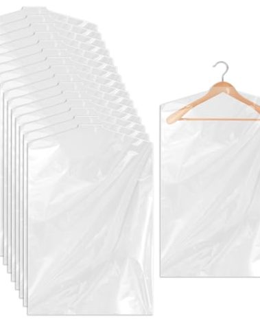 Ohuimrt 30 PCS 35.5 Inch Plastic Garment Bag, Dry Cleaner Bags Laundry Bags, Clear Hanging Clothing Covers for Coat Suit Shirt Jacket Skirt