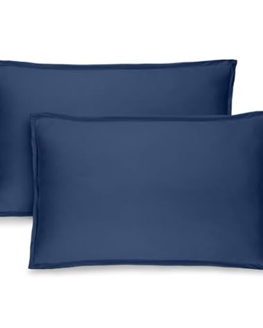 Bare Home Queen Pillow Sham Covers - Set of 2 - Premium 1800 Ultra-Soft Microfiber - Double Brushed - Bed Pillow Shams - Pillows Not Included (Set of 2, Dark Blue)