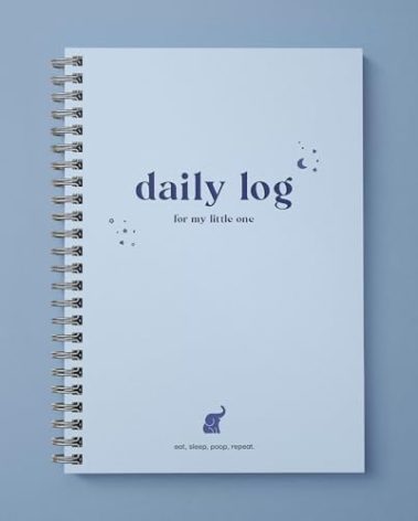 Bubbarino: Baby Daily Log Book, Track and Monitor Newborn Nursing, Sleep, Diaper and Milestones. Gift for New Parents, Grandparents, Babyshower, Nanny or Daycare - Hardcover Spiral Leather A5 (Blue)