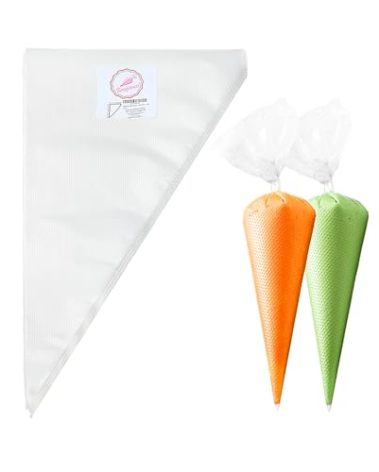 Keenpioneer 14-Inch Disposable Decorating & Pastry Bags, Tipless Icing Piping Bag for Cake, Cream Frosting and Cookie Decoration, Pack of 100 (Clear)