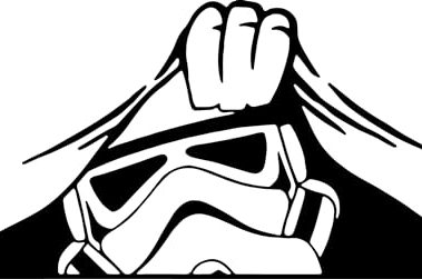 S-Wars Stormtrooper Peeking Transparent Vinyl Decal Sticker | Cars | Walls | Laptops | Black | 7.5" | USSZ
