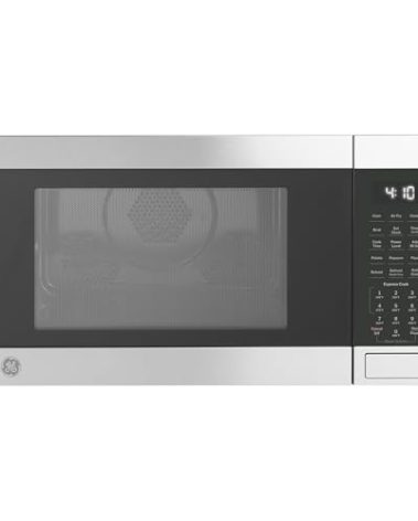 GE GCST10A1WSS 1.0 Cu Ft Convection Microwave Oven, 1050W Countertop Air Fry Microwave with Broil & Crisper Pan, Compact Stainless Steel Design