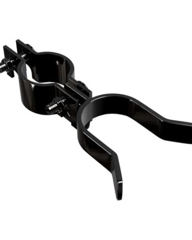 VIVIDA 1-3/8" x 1-3/8" Chain Link Fence Gate Latch, Black Gate Fork Latch with Padlock Hole, Black Powder Coated, Bolts & Nuts Included, 1 PCS