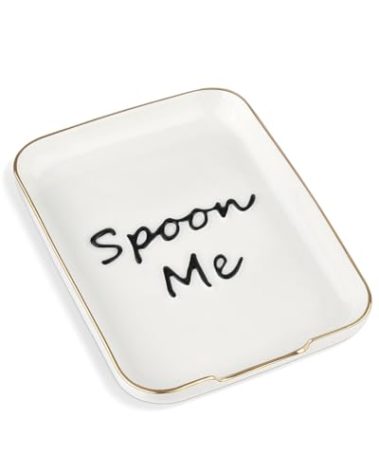 FIRJOY Ceramic Spoon Rest for Stove Top, Kitchen Decor Coffee Spoon Holder for Counter Cooking Utensil Rest (Gold)