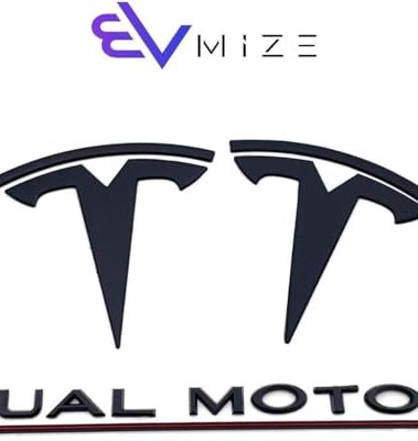EVMIZE Tesla Model 3 Emblem Bundle Front Rear T Badge Matte Black Glossy Black Logo OEM Dual Motor Set Metal Decal Sticker with 3m Adhesive Highland (Matte Black)
