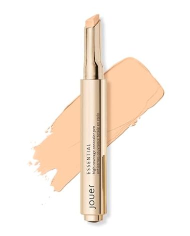 Jouer Essential High Coverage Concealer Pen - Under Eye Concealer for Dark Circles - Brightening Makeup for Eye Circles - Color Corrector Eye Primer with Hyaluronic Acid and Vitamin E