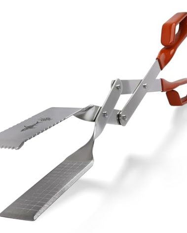 Shark BBQ Steak Grill Tongs - 17 inch Red. Professional outdoor grilling utensil. Long reach Barbeque Grilling Tongs. Ideal for steak, fish, burger, and sausage