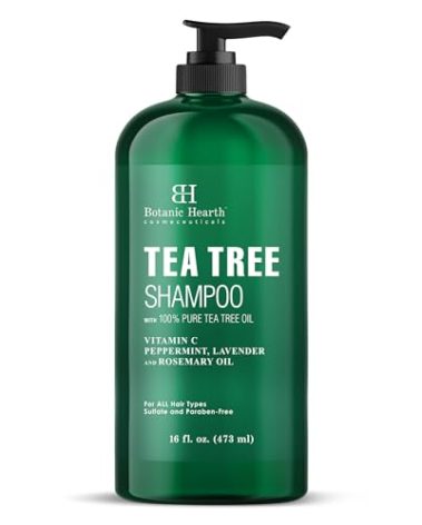 Botanic Hearth Tea Tree Shampoo, Vitamin C, Peppermint, Lavender And Rosemary Oil, Fights Dandruff And Dry Scalp, 16 Fl Oz