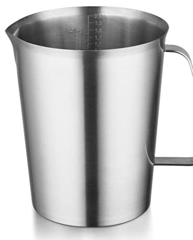 CURTA 18/8 Stainless Steel Measuring Cup with Handle and Pour Lip, Metal Pitcher with Oz and ML marking, 64OZ/2 Liter- 8 Cup), Heavy-Duty Pitcher