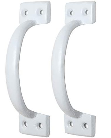 WEBI Gate Handle,Cast Iron Barn Door Handle,Vintage Metal Fence Handle Gate Pull for Outdoor,Garage,White,2 Packs