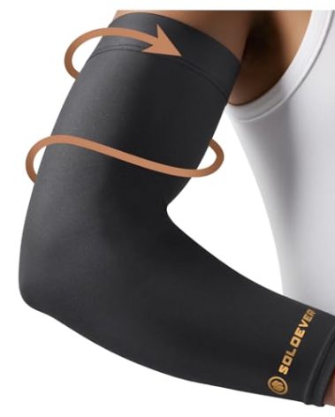 [360° Full Compression] Copper Arm Sleeves for Men & Women, [Ultra Breathable] Arm Brace for Forearm, Bicep, Triceps, Tennis Elbow, Basketball, Golf, Arthritis, Tendonitis, Bursitis (Black, L/XL)