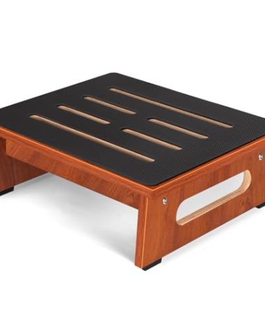 One Step Stool for Adults Seniors with Non-Slip Rubber Stepping Surface, Heavy Duty Wooden Step Stool with 450 LBS Capacity Bed Steps for High Beds, Bathroom, Bedroom, Kitchen & Kids Bedside Support