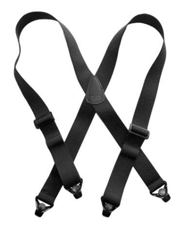 Holdup Suspender Company 1 1/2" Wide All black No-buzz Airport Friendly X-back Suspenders with Patented composite plastic Gripper Clasps