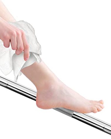 FINSBURY HARDWARE Shower Foot Rest, Corner Shower Bar for Shaving Legs, Wall Mounted Hotel Shower Foot Ledge, Brass Bar Bathroom Foot Step (Polished Chrome)