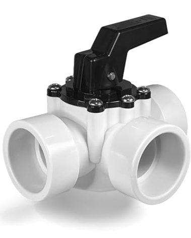 Fibropool Swimming Pool Diverter Valve - 1 1/2 Inch - 3 Way - Replacement Slip Valve for Pools and Spas White