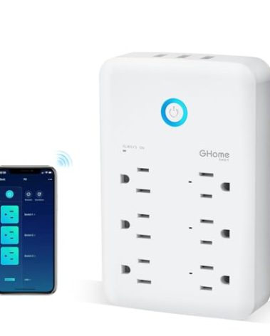 GHome Smart Plug Outlet Extender, USB Wall Charger with 3 Individual Smart Outlets and 3 Smart USB Ports, Works with Alexa Google Home, Surge Protector Plug Extender for APP Control,15A/1800W