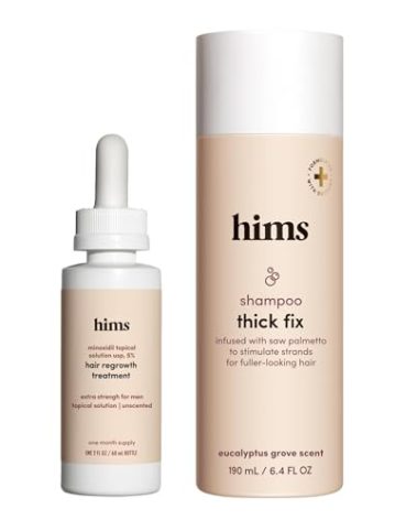 hims Thick Fix Hair Thickening Shampoo & 5% Minoxidil Treatment Serum Set - Hair Loss Treatment for Men - Moisturizing, Color Safe Shampoo & Serum - 2 Count