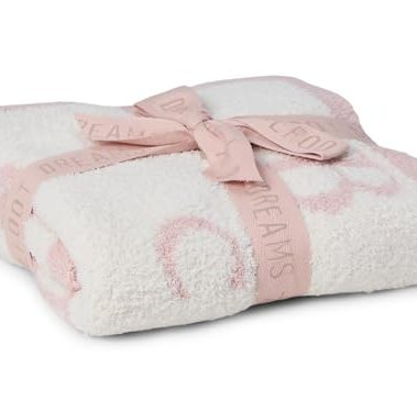 Barefoot Dreams® CozyChic® ABC Blanket, Dusty Rose/Cream