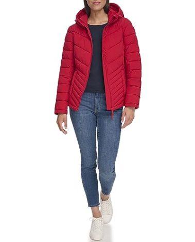 Tommy Hilfiger Women's Outerwear lightweight,Crimson,L