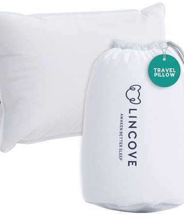 Lincove Canadian Down Feather Travel Pillow - Luxury Pillows to Support Head, Neck, While Sleeping on Airplanes, Cars, Hotels & Home - Comfortable Vacation Sleeping Essential, 13"x18"