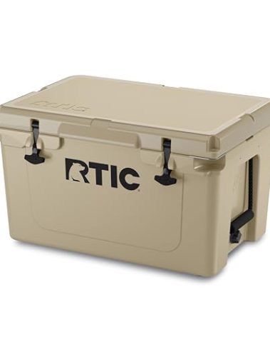 RTIC 45 QT Ultra-Tough Cooler Hard Insulated Portable Ice Chest Box for Beach, Drink, Beverage, Camping, Picnic, Fishing, Boat, Barbecue, Tan
