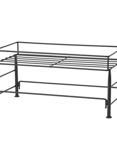 PetRageous 81031 Tobys Set The Table Steel Frame Dog Feeder, 7-Inch Tall by 18-Inch Long and 8.5-Inch Wide, Holds Two 8-Inch Diameter Bowls, for Medium Dogs And Cats, Black