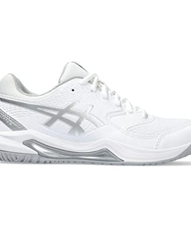 ASICS Women's Gel-Dedicate 8 Tennis Shoes, 8, White/Pure Silver