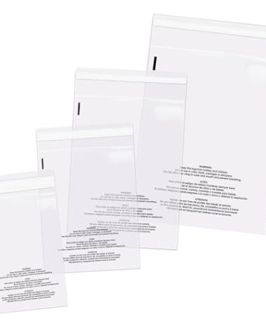 Spartan Industrial - Poly Bag Bundle Combo Pack of 400-6X9, 8X10, 9X12, 11X14 Self Seal Clear Plastic Bags With Suffocation Warning