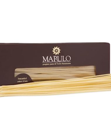 MARULO Bucatini Pasta, Bronze Die Cut Artisan Pasta from Italy, 1.1 lbs (500 g), Homemade Italian Pasta, 100% Durum Semolina, Pasta di Torre Annunziata, Imported Italian Artisan Pasta from Napoli
