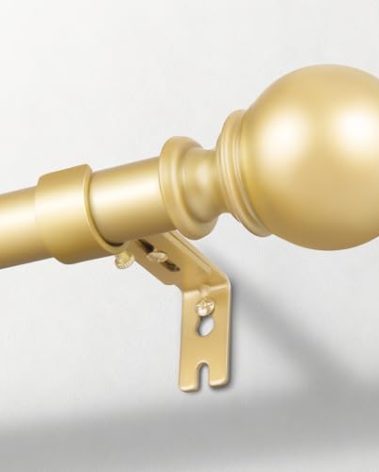 Zeerobee Curtain Rods for Windows 66 to 120, 1 Inch Adjustable Heavy Duty Gold Curtain Rod, Outdoor Indoor Room Divider Modern Drapery Pole, 66-120"