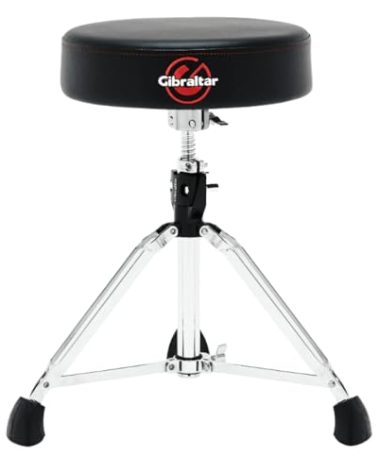 Gibraltar Drum Throne with Adjustable Height, Round Seat, Double-Braced Stool, Comfortable Cushion, Stable Tripod Base, Ideal for Practice, Studio, or Live Performance (9608)