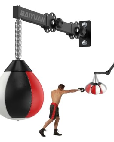 Adjustable Speed Bag for Boxing - Wall Mount Punching Bag Height Adjustable Bracket & Foldable Reflex Ball - Adults Teens and Kids Home Gym Boxing Bag Equipment - Fits Small Spaces