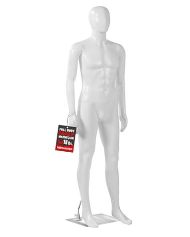 TopMaster Male Form Mannequin - Versatile 360° Design, Easy Assemble, Full Body 38'' Chest Male Mannequin with Adjustable Posture, Turnable Head and Flexible Limbs - White
