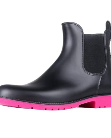 Asgard Women's Ankle Rain Boots Waterproof Chelsea Boots, Rose 38 (Size 7.5)