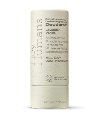 Hey Humans Deodorant, Aluminum Free Deodorant for Women and Men, Contains Naturally Derived Ingredients, All Day Odor Control, Refreshing Deodorant Essential Oils, Lavender Vanilla