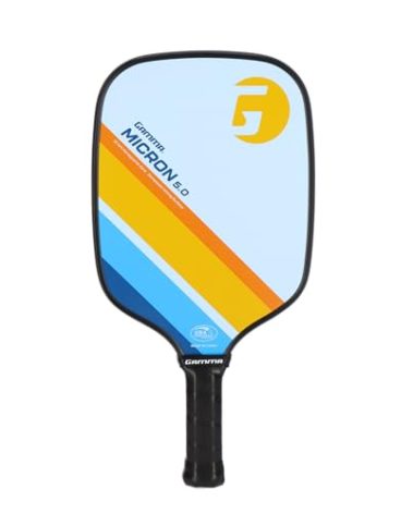 GAMMA Sports Micron 5.0 Pickleball Paddle, Quantum Series Composite Pickleball Paddle with Polypropylene Core and Honeycomb Grip, Blue and Orange, 4 (1/8)