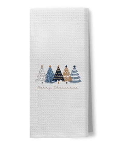 Christmas Tree Kitchen Towels, Trendy Navy Blue and Gold Christmas Tree Hand Towels for Bathroom, Merry Christmas Dish Towels Tea Towels for Kitchen, Christmas Kitchen Bathroom Decor, 16x24 Inch