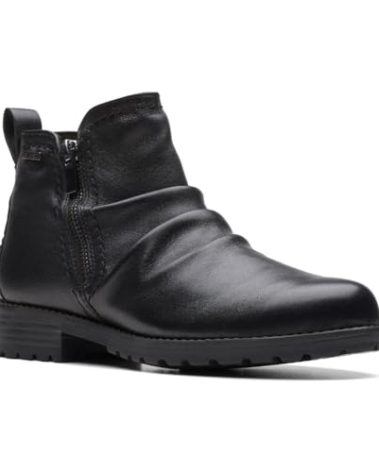 Clarks Unisex Aspra Walk WP Sneaker, Black Leat, 0 US Women