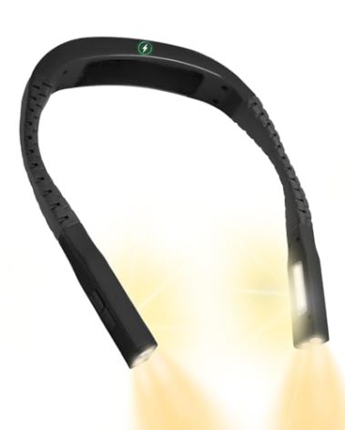 Gladwork Neck Light,Book Lights for Reading at Night,3 Modes 4 Light Portable Rechargeable1200mAh, Perfect for Night Crochet Knitting Cross Stitch Crafting,Book Lovers Gift