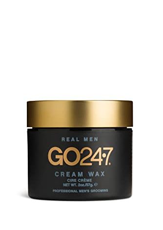 GO247 Cream Wax - Medium Hold, Natural Finish Styling Wax for Men - Defines & Controls with Lightweight Texture - Reactivates with Water - Ideal for Frizz-Free, Touch-Up Styles, 2 Oz