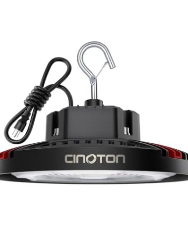 CINOTON 160W UFO LED High Bay Light, Aluminum LED Shop Lights with 24000LM, 5000K Commercial Bay Lighting for Warehouse Garage Workshop Factory, 6' Cable & Safety Rope, ETL Listed 1 Pack