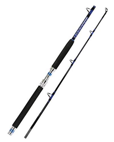 Fiblink 1-Piece/ 2-Piece Saltwater Offshore Trolling Rod Big Game Rod Conventional Boat Fishing Pole (2-Piece, 6' - 30-50lbs)