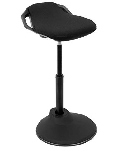Mount-It! Ergonomic Sit Stand Stool [360° Tilt] Height Adjustable, Leaning Chair for Standing Desk, Airlift 360 Degree Sit-Stand, Sitting Balance Chair, Non-Slip Weighted Base (Black)